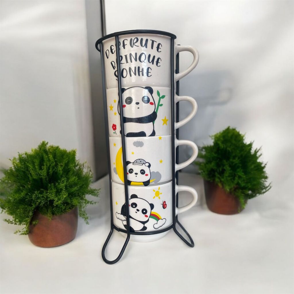 Jogo De 4 Xicaras Caneca Café Chá Porcela...