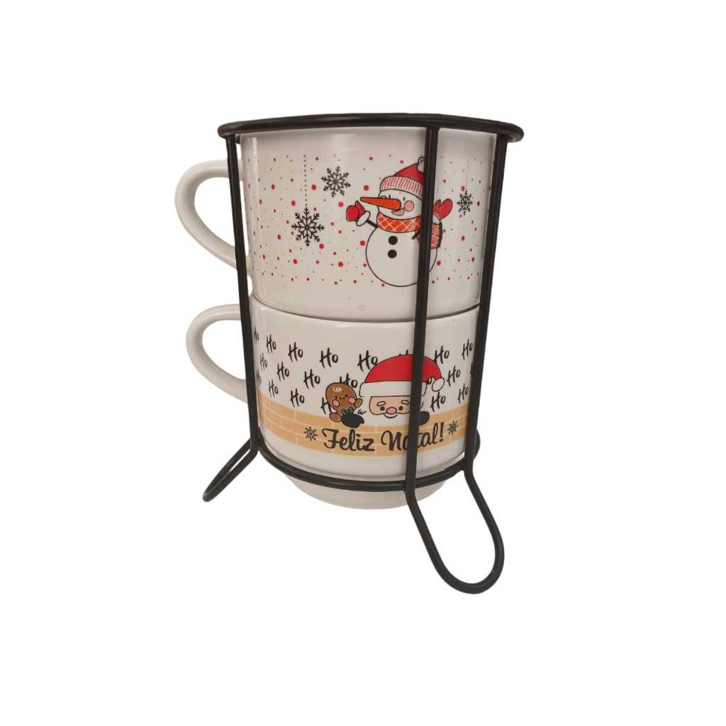 Kit 2 Xicaras Porcelana Chá Café Natal + ...