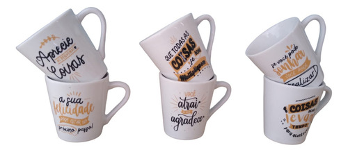 Jogo 6 Caneca Café Porcelana Kit Xícaras ...