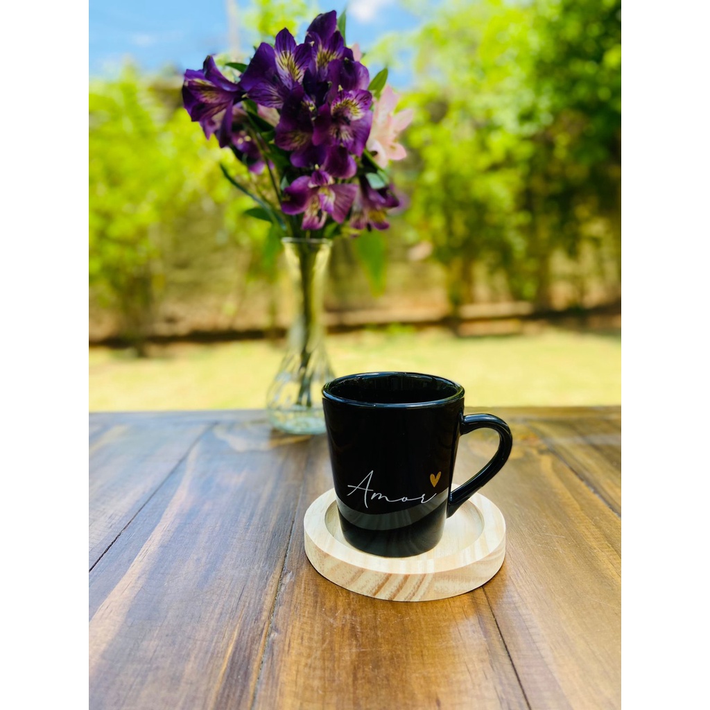 Kit Jogo 6 Xicaras Canecas Porcelana Pret...