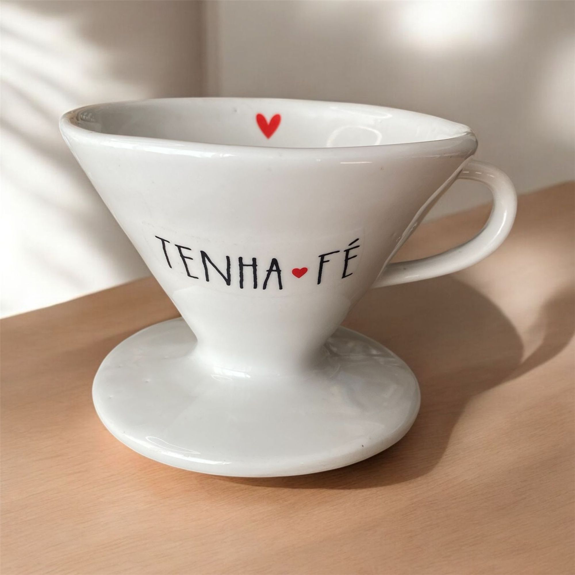 Filtro de Café de Porcelana Branca Decora...