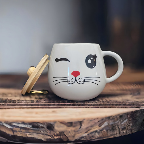 Caneca 3d Gato Porcelana Pote Multiuso Co...