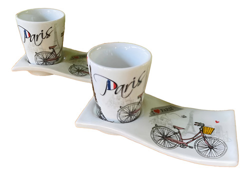 4 Kits Xícara E Pratinho Porcelana Café P...