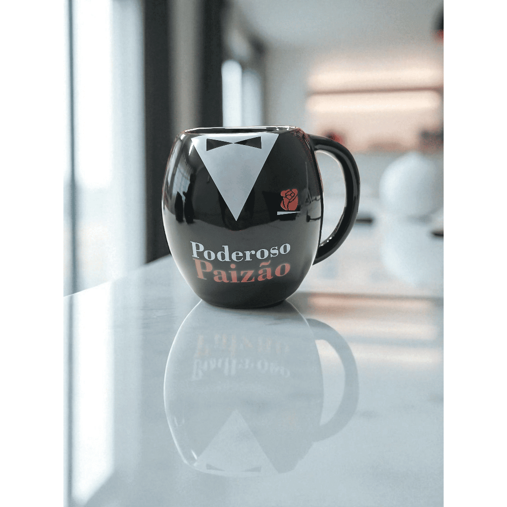 Caneca Preta Bojuda 410ml Poderoso Paizão...