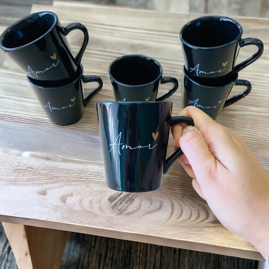 Kit Jogo 6 Xicaras Canecas Porcelana Café...