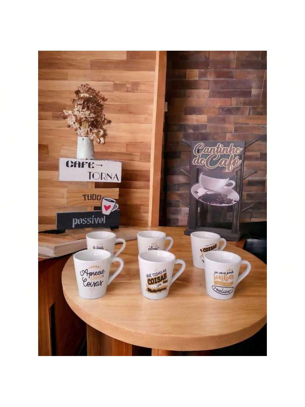 Jogo 6 Canecas Tulipa Café Porcelana Bran...