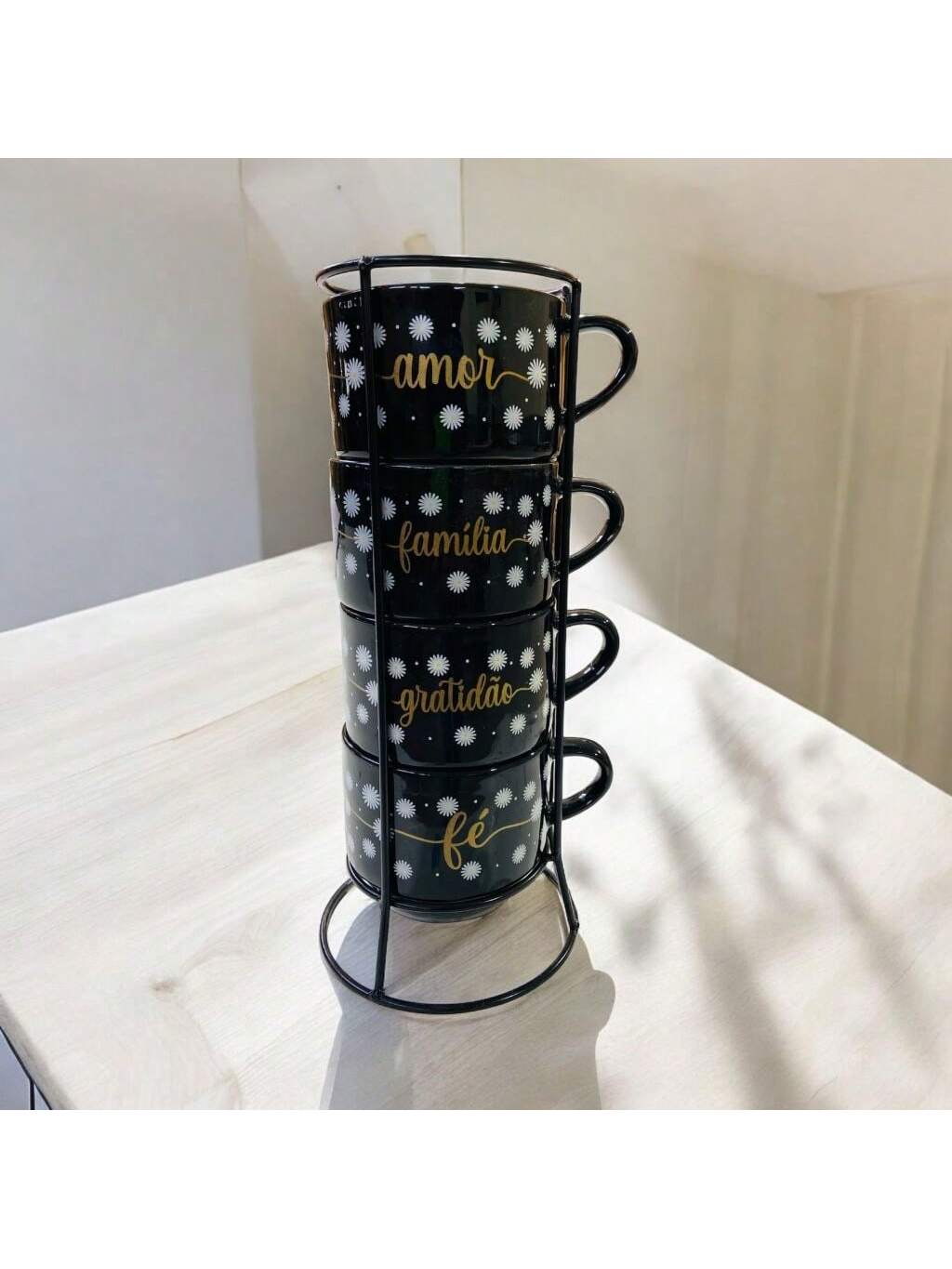 Jogo De 4 Xicaras Café Chá Porcelana  Flo...