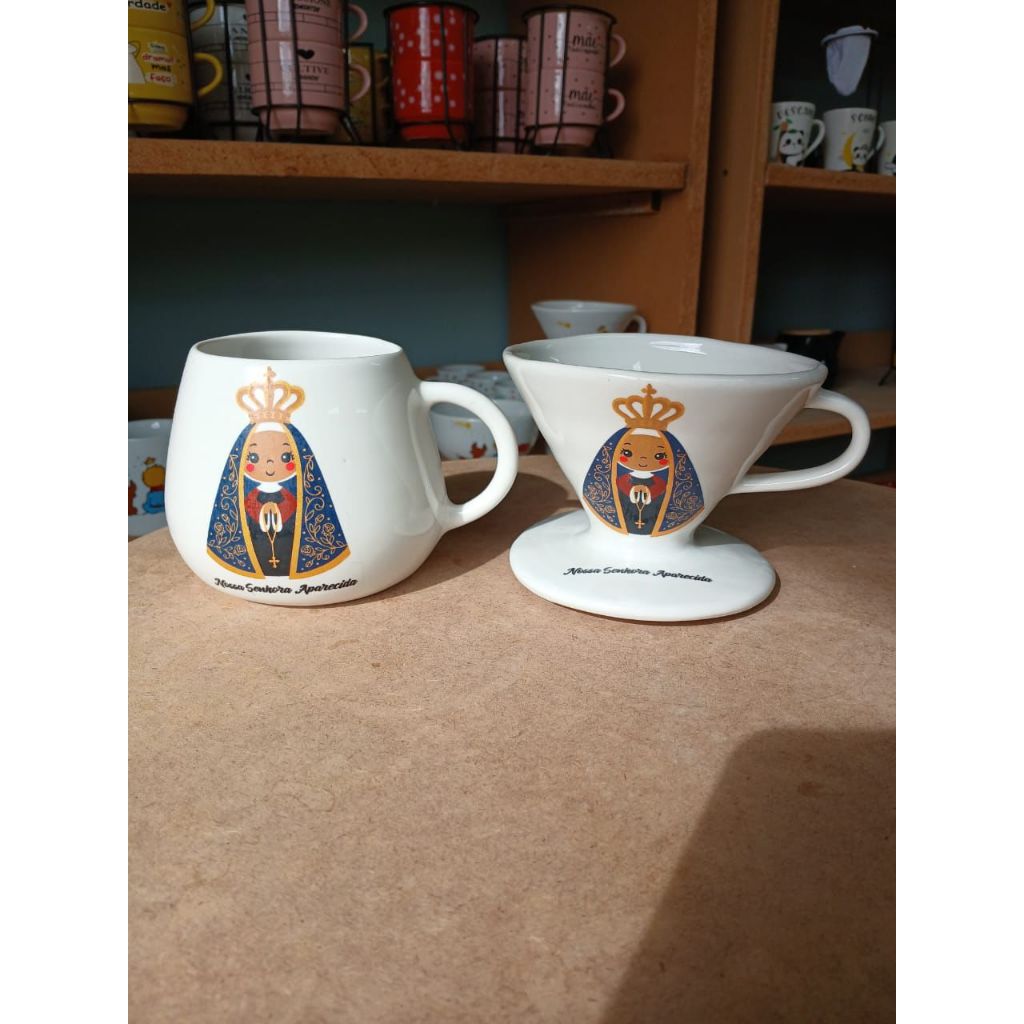 Kit Coador Filtro Porcelana e Caneca 500m...