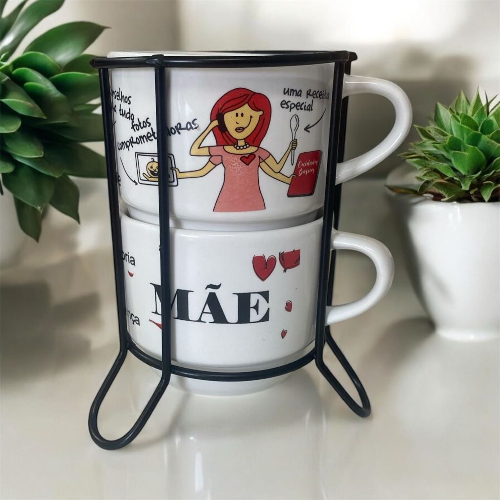 Kit Xícara com 2 Empilhável 200ml Branca ...