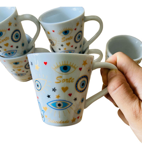 Jogo 6 Caneca Café Porcelana Branca Kit X...