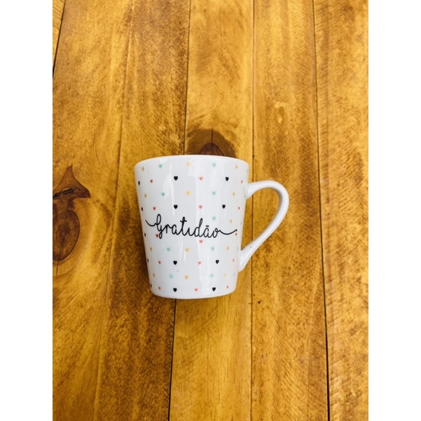 Jogo 6 Xícaras Porcelana decorada Gratidã...