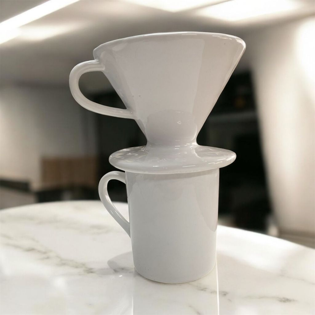 Kit Caneca 300 ml Coador De Porcelana Fil...