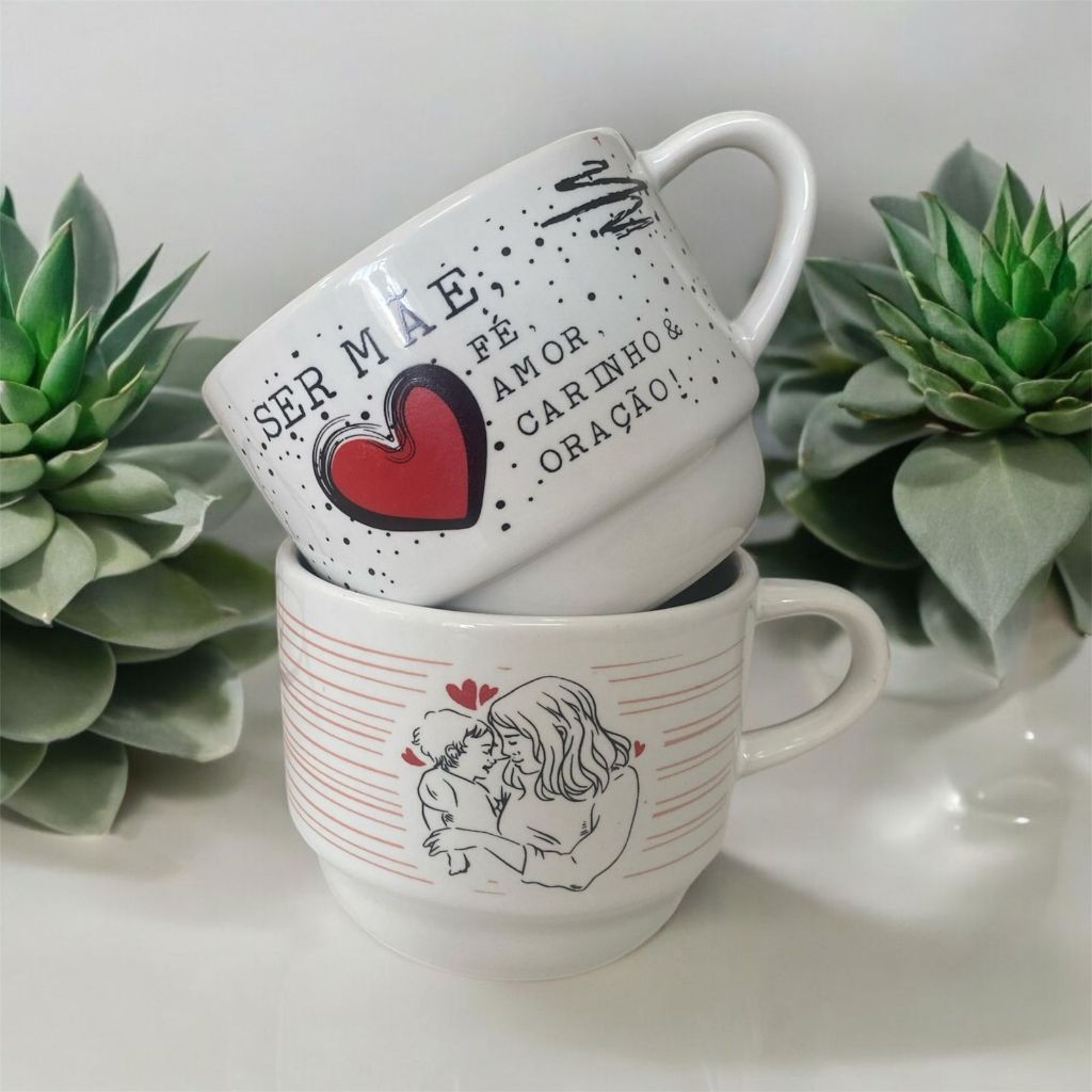 Kit Xícara com 2 Empilhável 200ml Branca ...