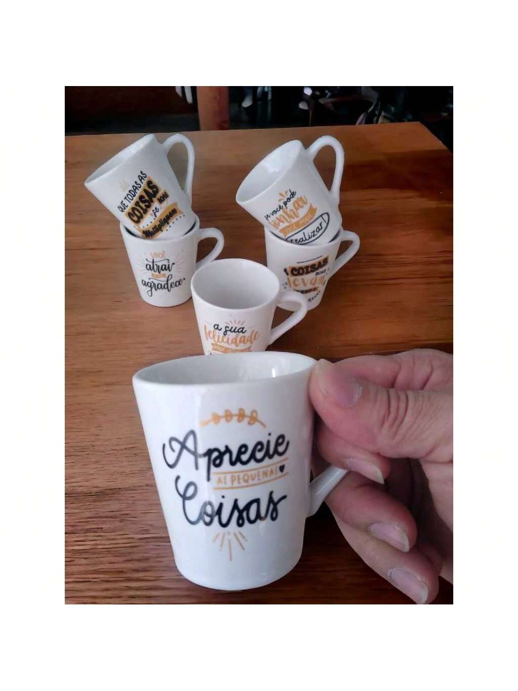 Jogo 6 Canecas Tulipa Café Porcelana Bran...