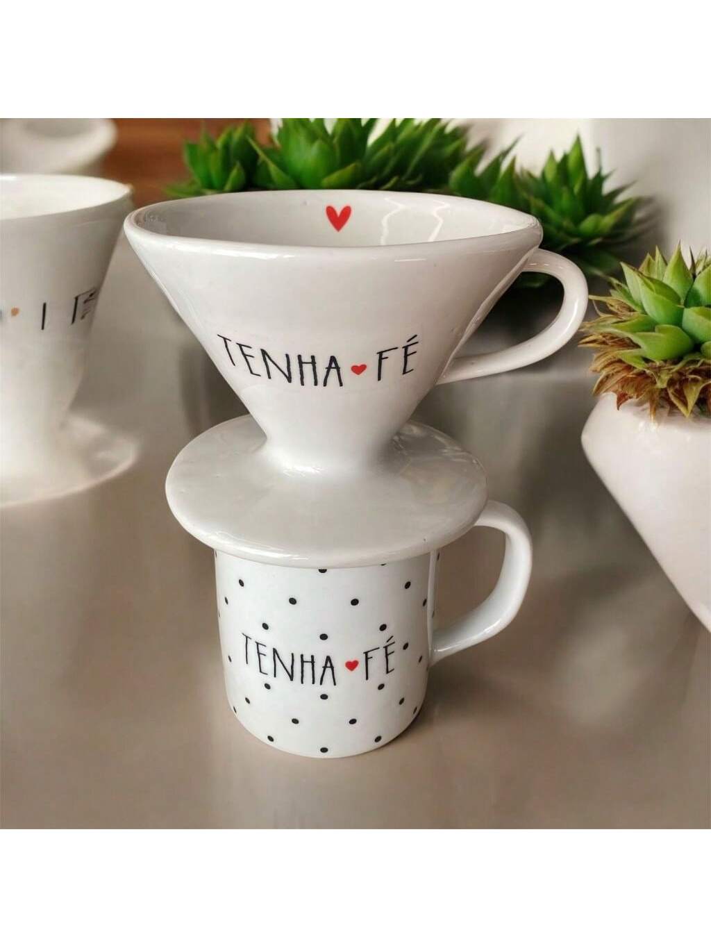 Kit Café Caneca Branca 300Ml Frase Tenha ...