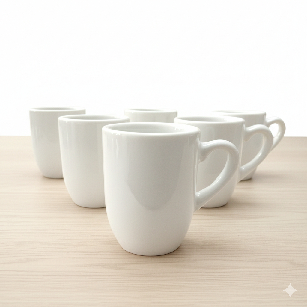 Kit 6 Xícara de Porcelana Branca 80ml Caf...