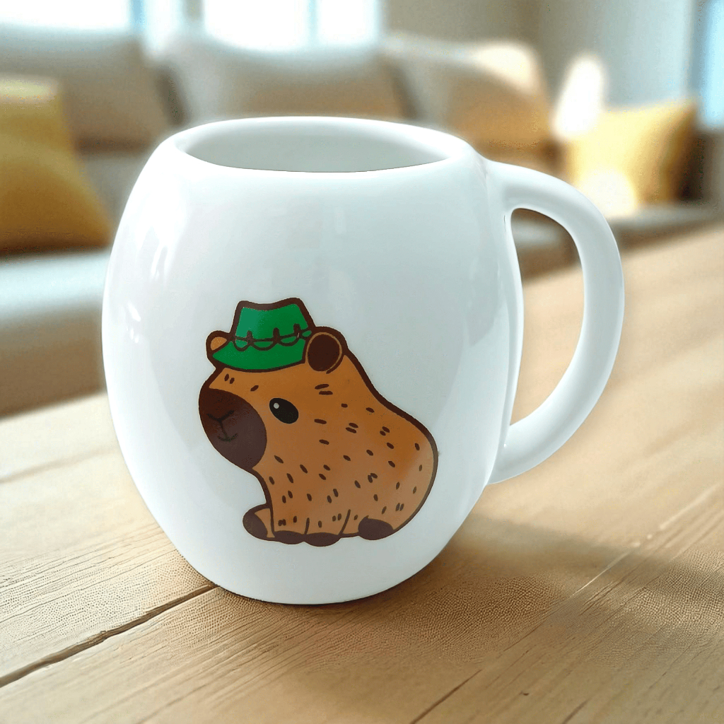 Caneca 400ml Porcelana Capivara Fofa Chap...