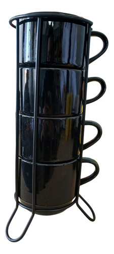 Jogo De 4 Xicaras Café Chá Porcelana Pret...