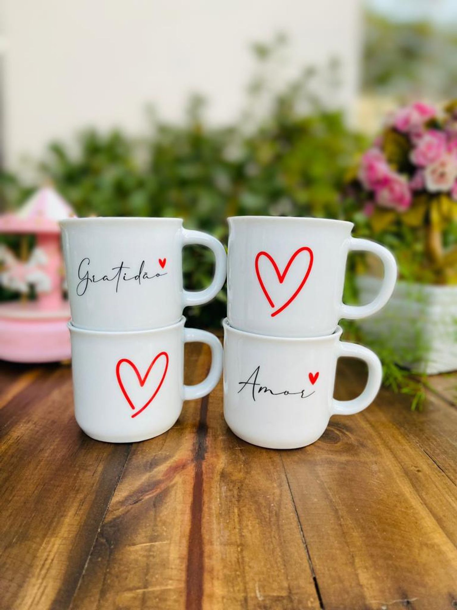 Jogo 4 Canecas Ágatas Porcelana 200 ml De...