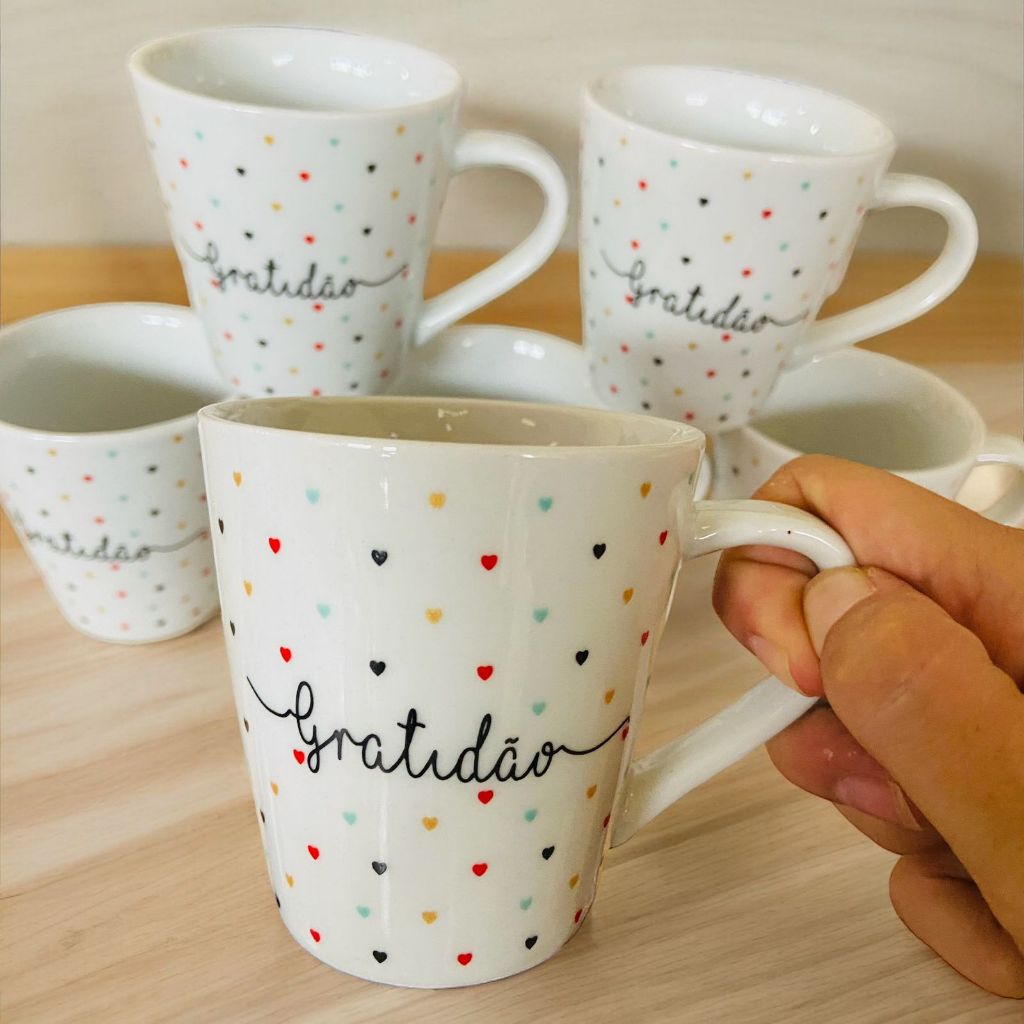 Jogo 4 xícaras Branca Café Chá Porcelana ...