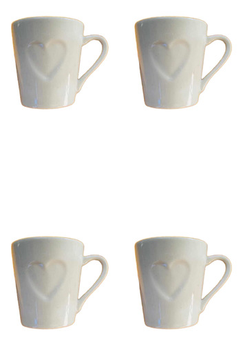 40 Xícaras Canecas Coração Em Relevo 120ml
