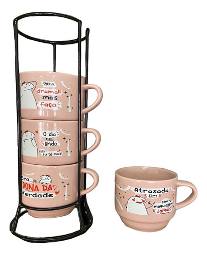 Jogo De Xícaras Café Chá Com Suporte Cane...
