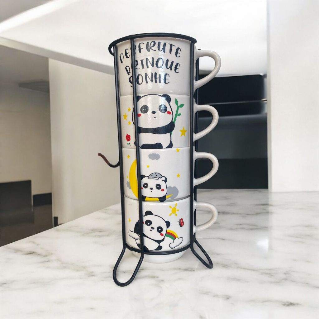 Jogo De 4 Xicaras Caneca Café Chá Porcela...