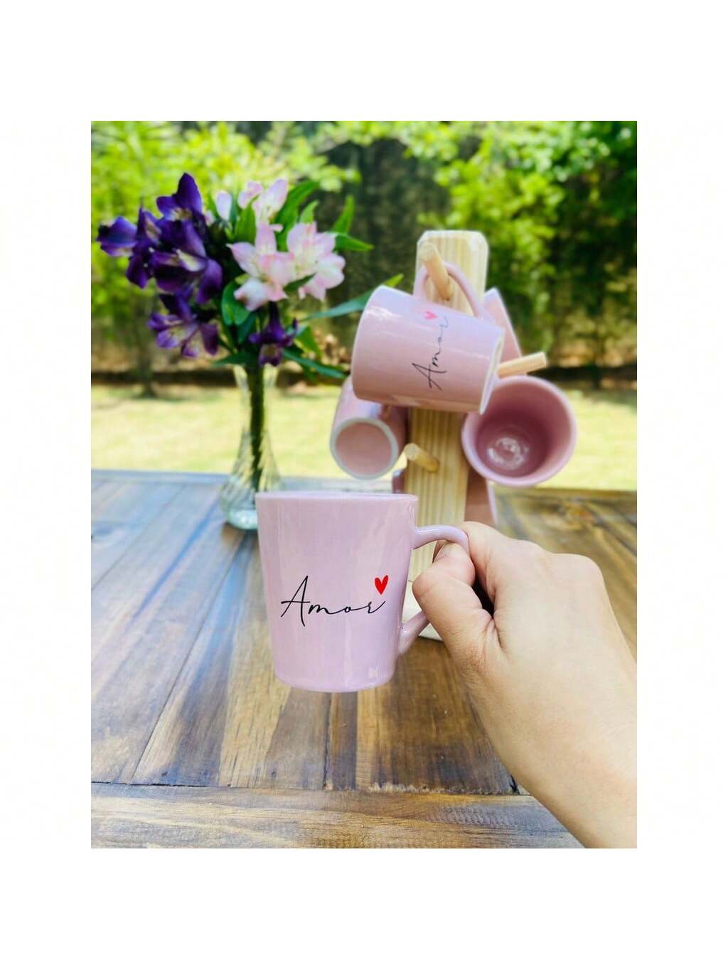 Jogo 6 Xícaras Caneca Porcelana Rosa Com ...