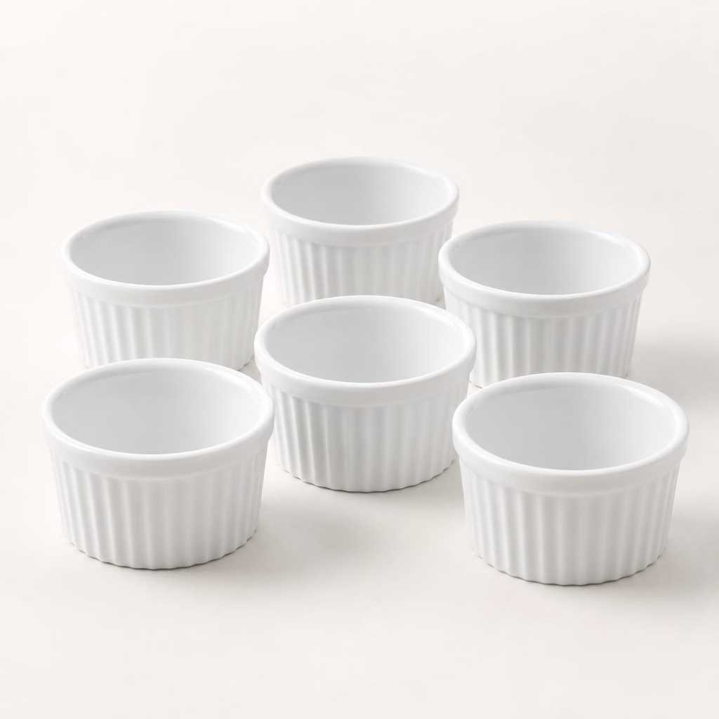 Kit Ramekins de Porcelana Branca canelad ...