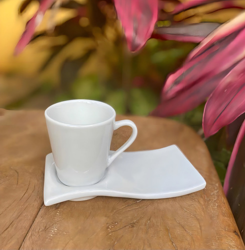 1 Kit Xícara Mais Pratinho Porcelana Branco