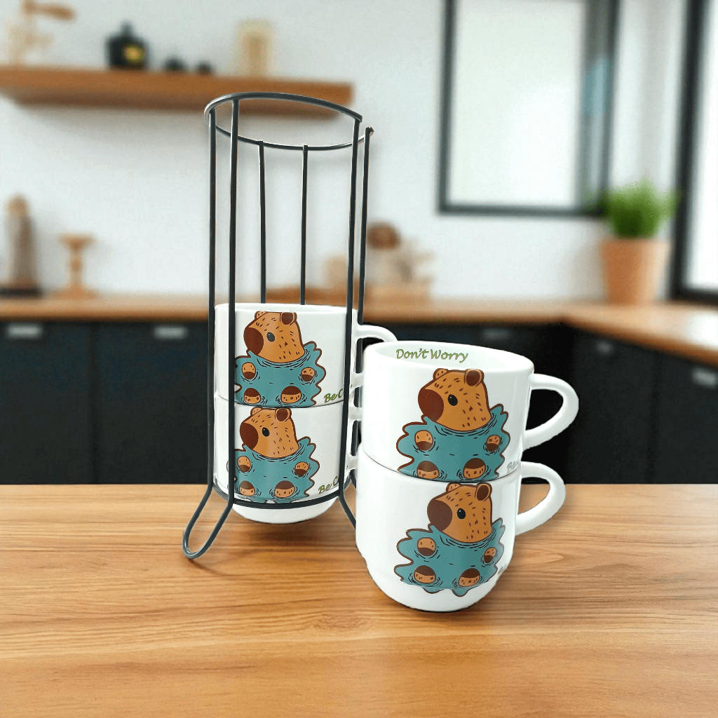 Kit 4 Canecas Xicaras Empilháveis Capivar...