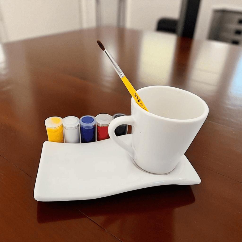 Kit Pintura Permanente Xícara e Pires com...