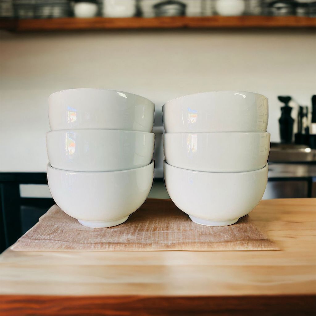 Kit Cumbuca Porcelana Branco 440ml 6 Peça...