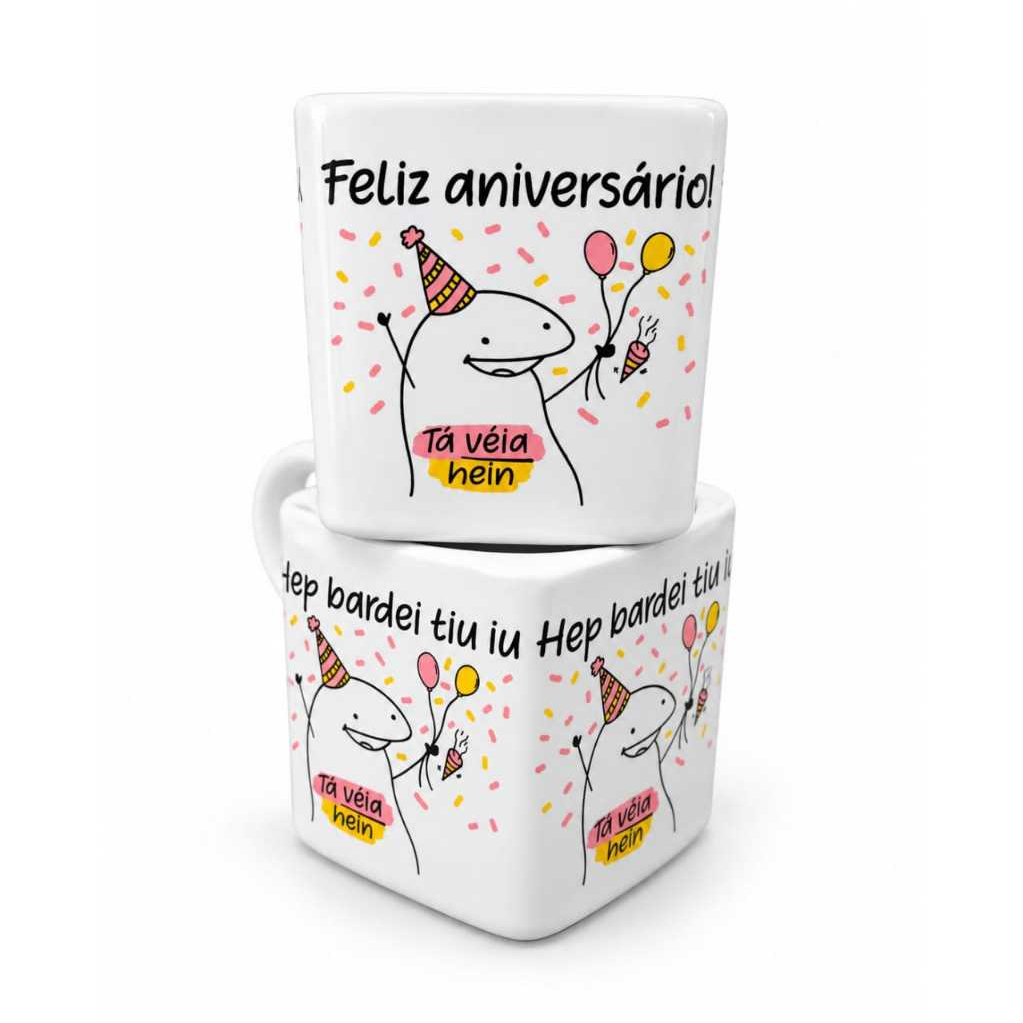 Caneca Quadrada 220ml em Porcelana Branc ...
