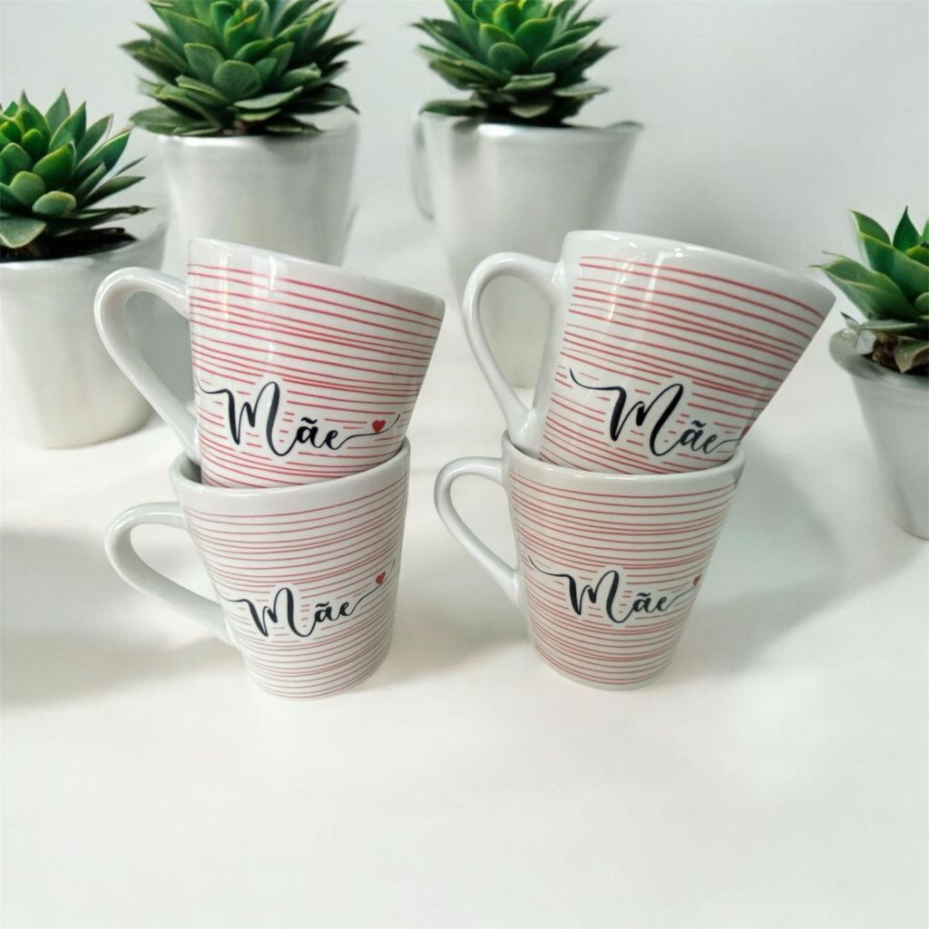 Jogo Kit 4 Canecas/ Xicaras Café Porcelan...