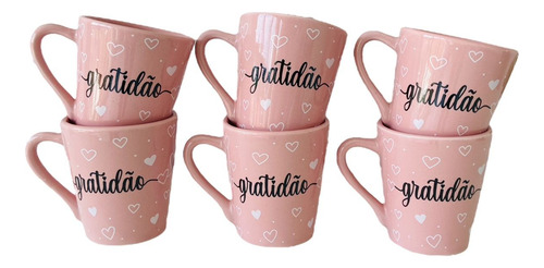 Jogo 6 Xícaras/ Canecas Porcelana Café Ro...