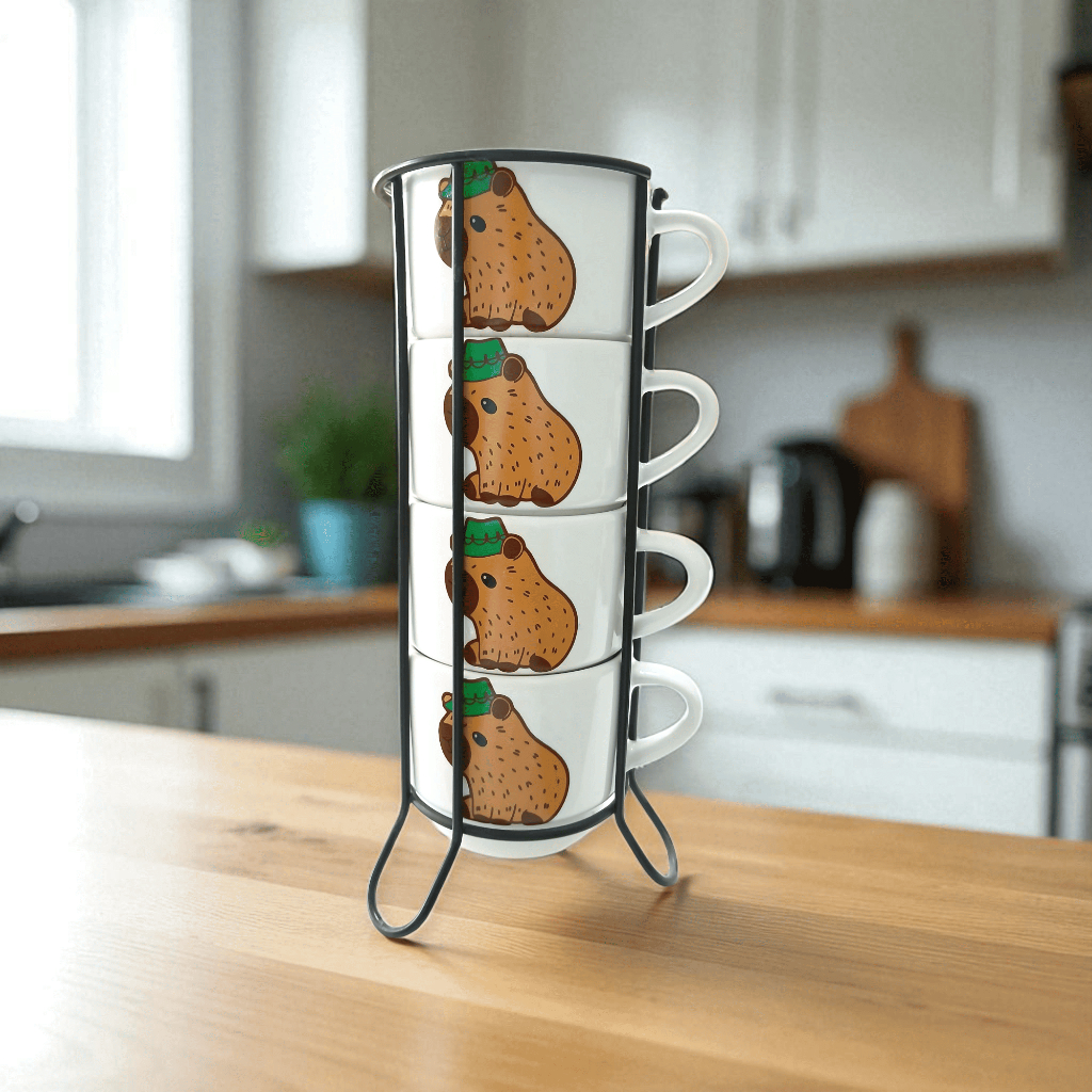 Kit 4 Canecas Xicaras Empilháveis Capivar...