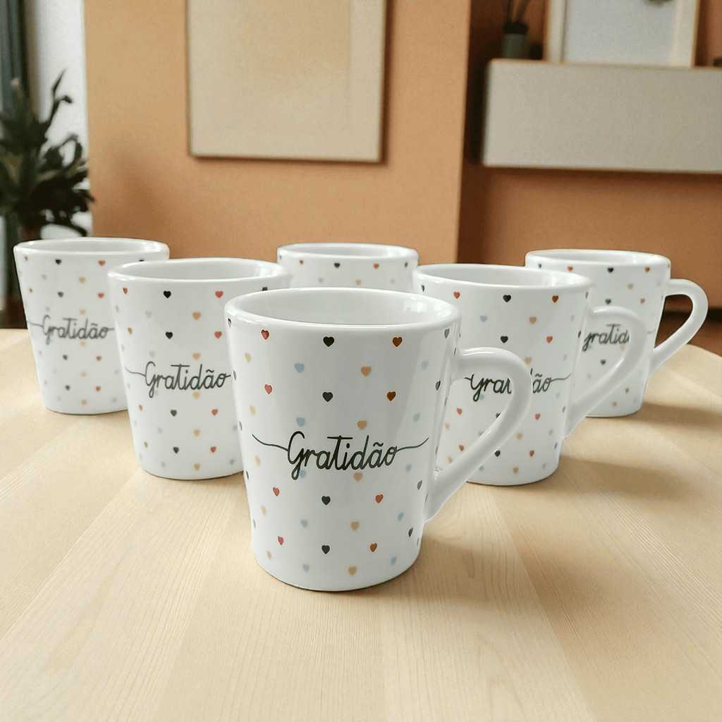 Kit 6 Xícaras de Porcelana 120ml Café Chá...