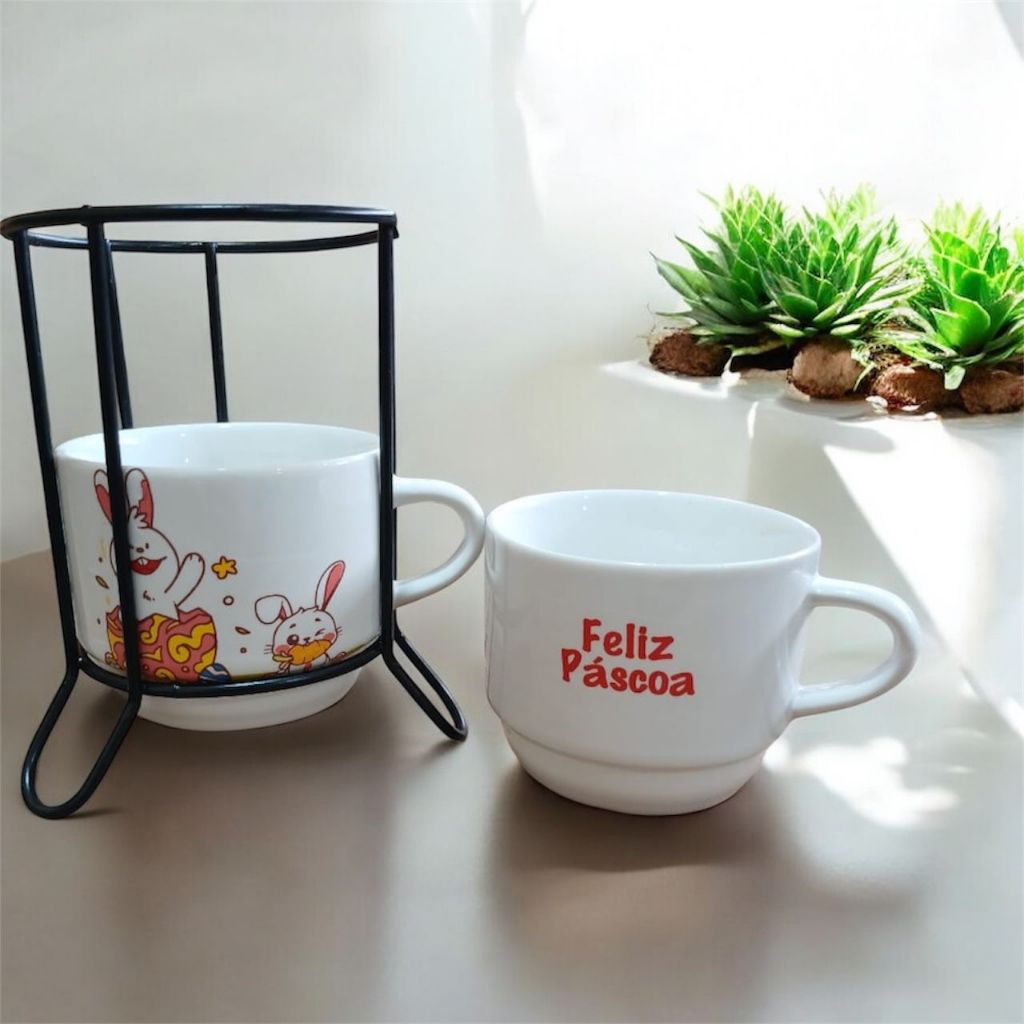 Kit/jogo Xícara Café Chá Com 2 Empil 200m...