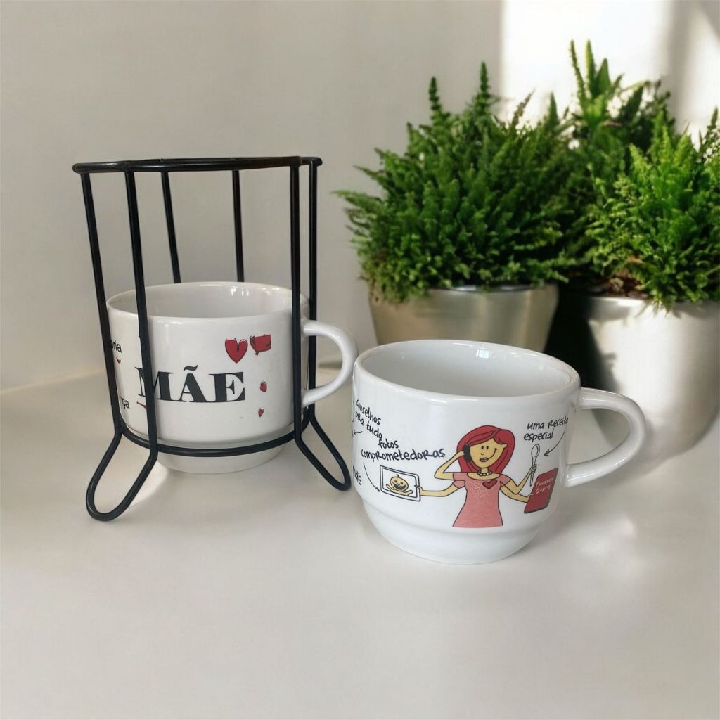 Kit Xícara com 2 Empilhável 200ml Branca ...