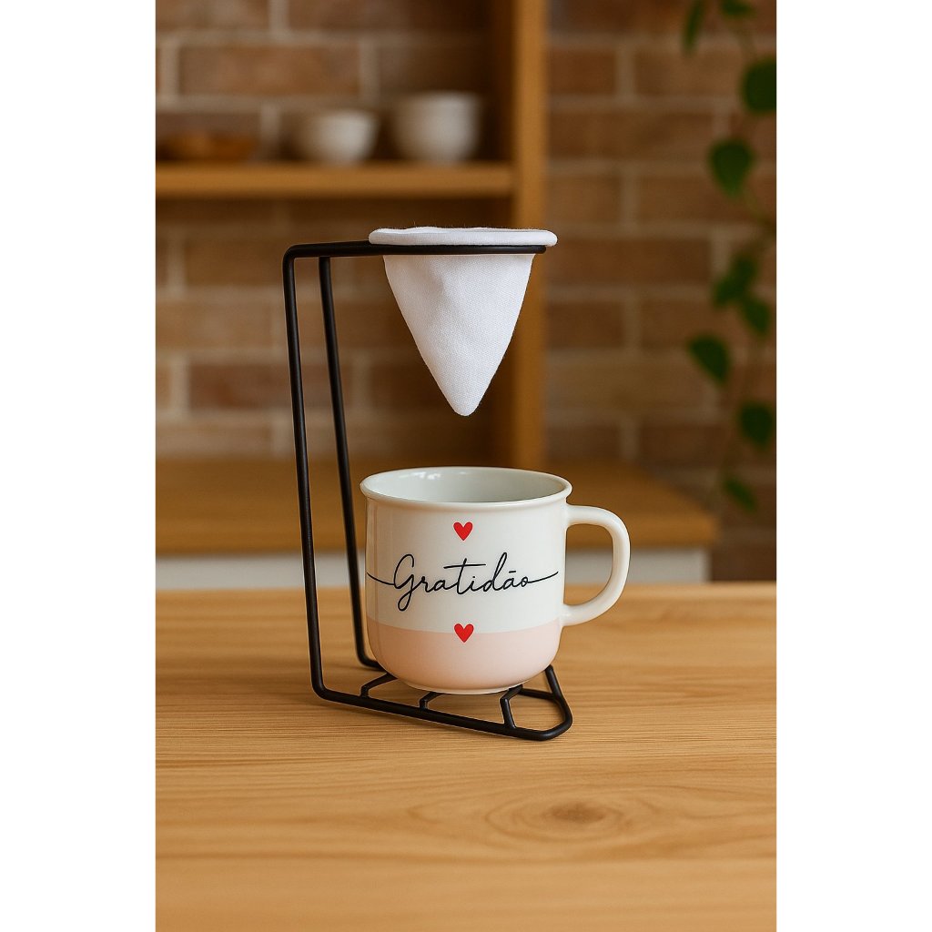 Kit Xícara de Porcelana Ágata + Suporte c...