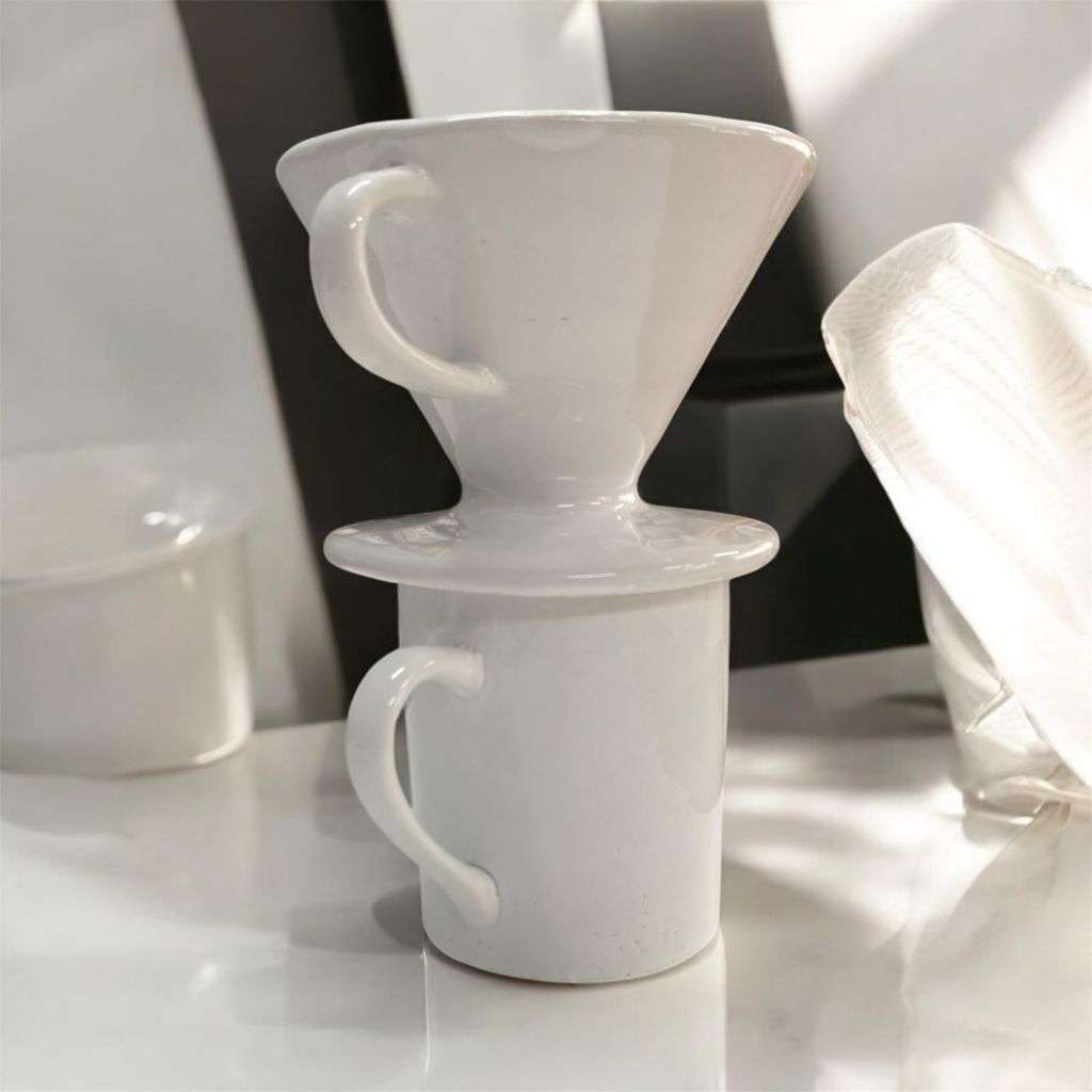Kit Caneca 300 ml Coador De Porcelana Fil...