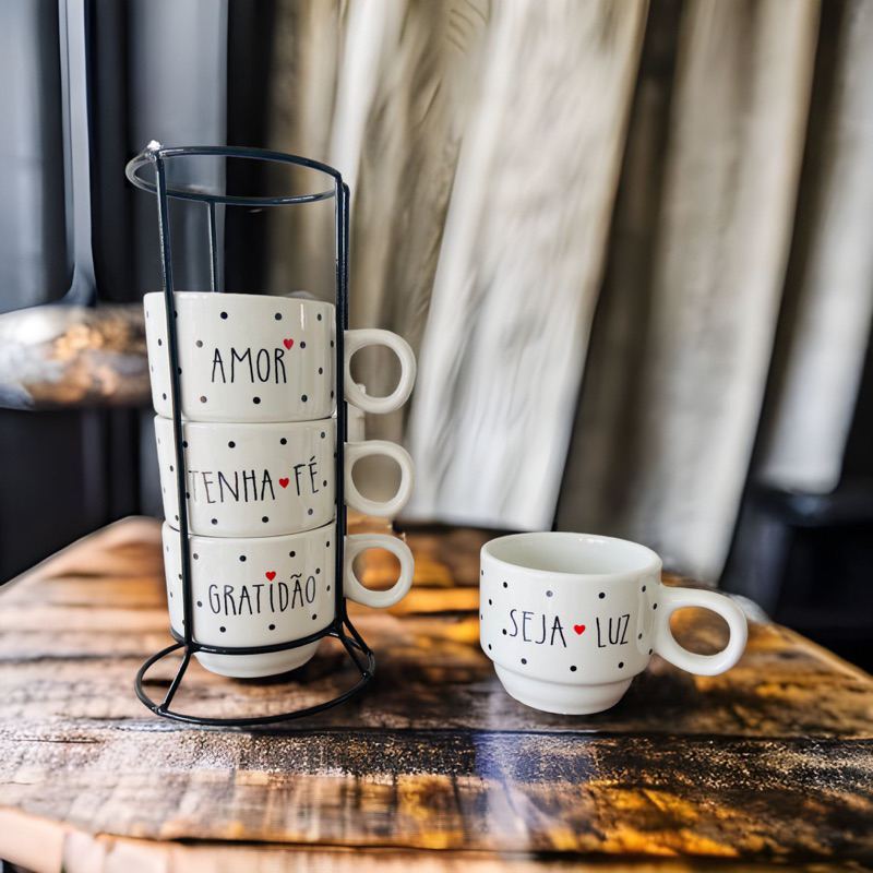 Jogo De Xícaras Café Chá Branca Com Supor...