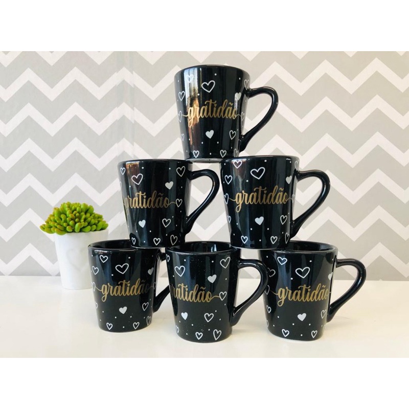 Jogo Kit 6 Xícaras Canecas Café Porcelana...