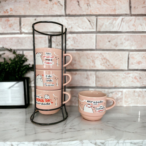 Jogo De Xícaras Café Chá Com Suporte Cane...