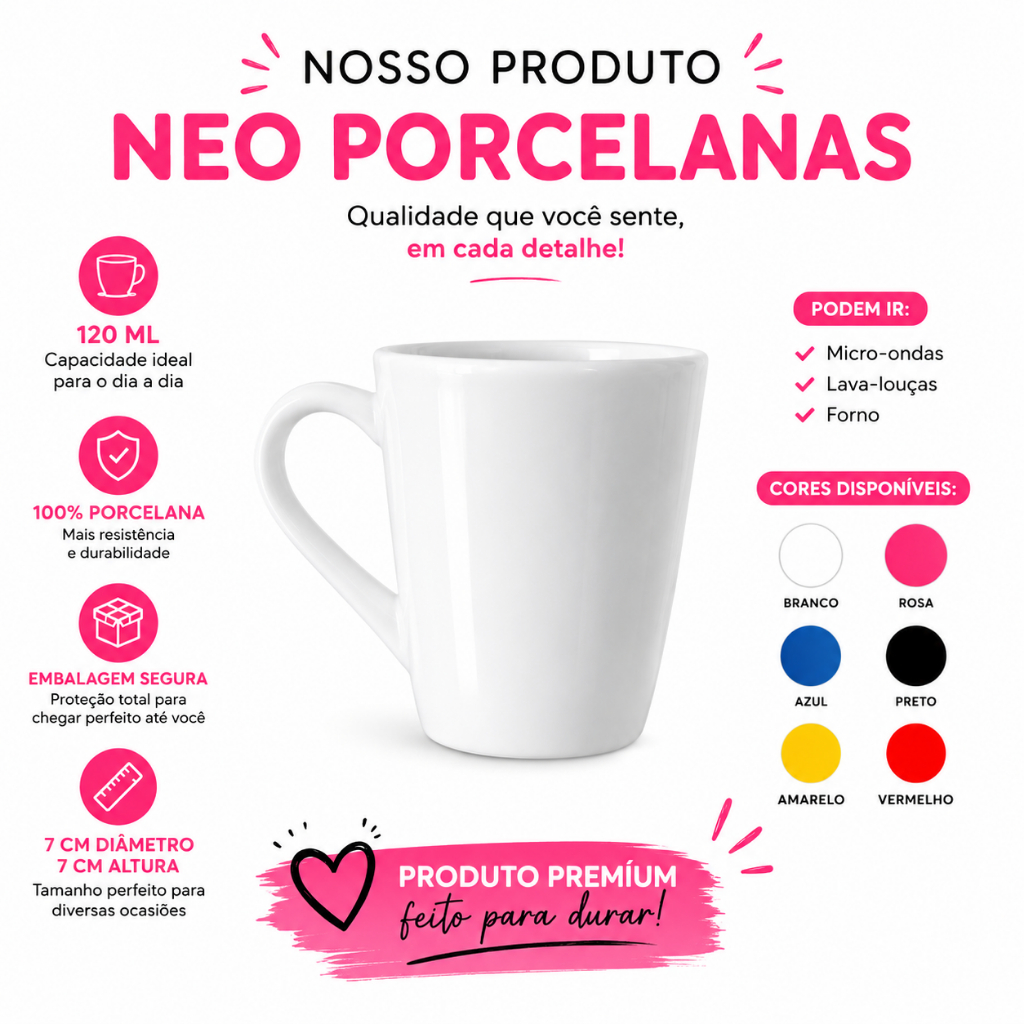 Kit 4 Canecas de Porcelana 120ml para Ca ...