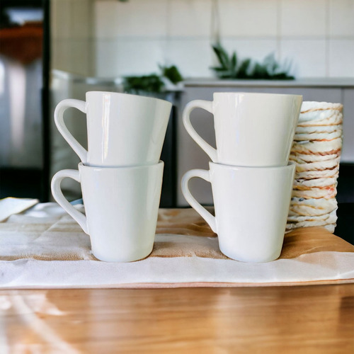 Jogo 4 Caneca Tulipa Café Porcelana Branc...