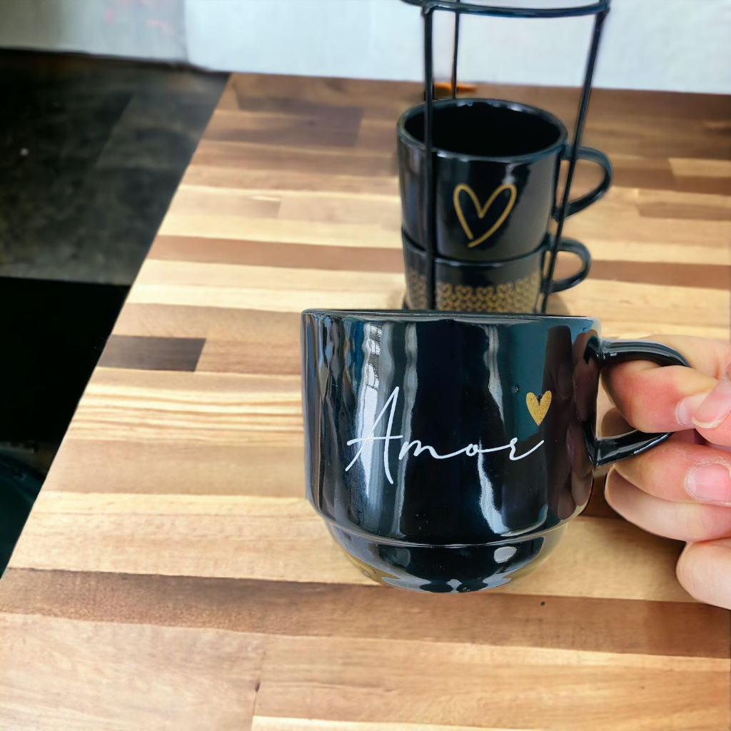 Jogo de Xícaras Café Chá Preta Spot + Sup...