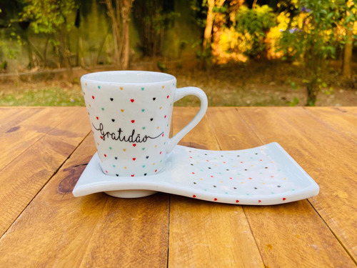 Kit 2 Xícaras De Café Decoradas Com Coraç...