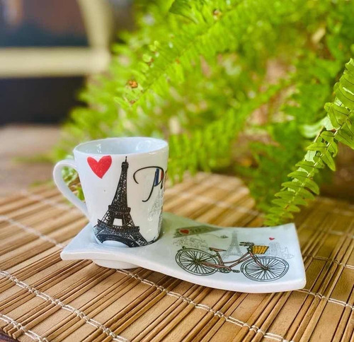 4 Kits Xícara E Pratinho Porcelana Café P...